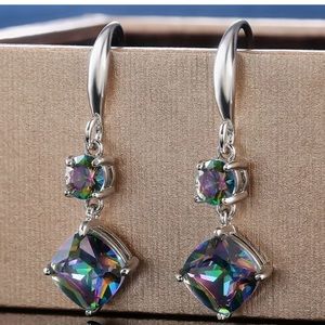 Mystic Topaz Drop Earrings 925 Silver Earring